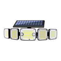 Lampe solaire extérieure à 300 LED, 5 têtes, avec détecteur de mouvement, contrôle de la lumière, étanche, pour mur, extérieur, maison, jardin, cour, rue