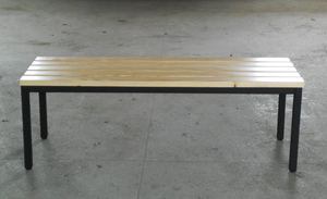 Banco Metálico Moderno para Sala de Espera, Banco de Asientos de Acero y Madera de Pino para Gimnasio y Vestuario de Hospital - Product Image 2