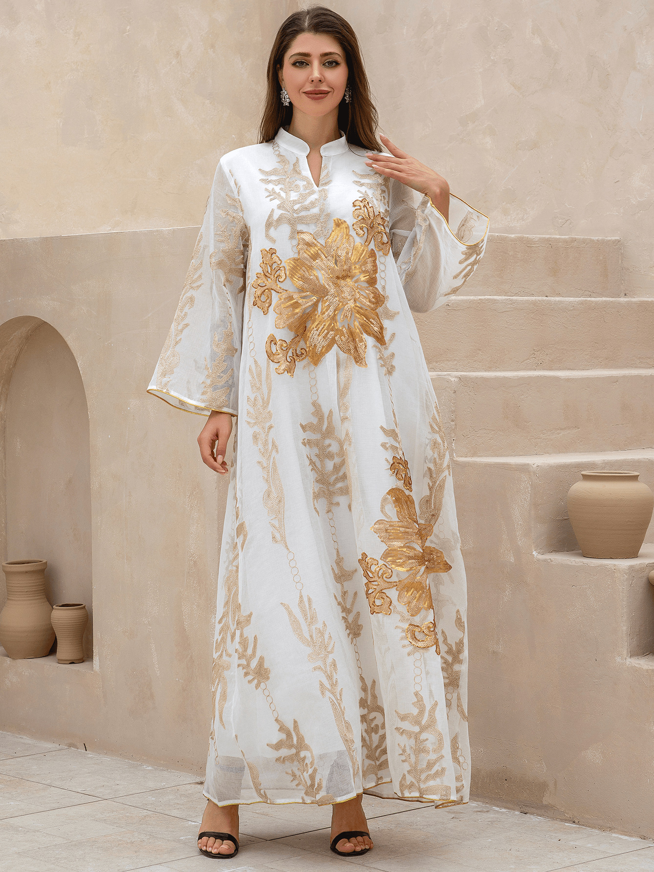sexy women in see through dresses Beaded White Long Formal Dress EWQ026 – SELINADRESS falldress25 American Eagle Outfitters Yellow Skirt /Train Type:Detachable Cathedral Train (on standard mermaid)