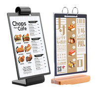 Rak Display Desktop kayu Beech tanda meja Menu Loose-Leaf ramah lingkungan harga promosi grosir untuk Menu kartu buku kayu