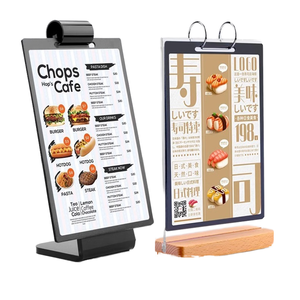 Rak Display Desktop kayu Beech tanda meja Menu Loose-Leaf ramah lingkungan harga promosi grosir untuk Menu kartu buku kayu - Product Image 1