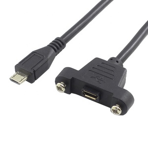 Cable de Extensión <span class=keywords><strong>Micro</strong></span>-<span class=keywords><strong>USB</strong></span> 5 Pines <span class=keywords><strong>USB</strong></span> 2.0 Macho a <span class=keywords><strong>Micro</strong></span> <span class=keywords><strong>USB</strong></span> 2.0 Hembra de <span class=keywords><strong>30cm</strong></span> 50cm con Tornillos y Orificio para Montaje en Panel - Product Image 1