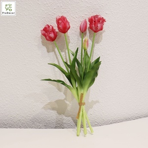 Bán Buôn Nhân Tạo Bất Cảm Ứng Cao Su Mềm Bó Parrot Tulip Hoa Cho Nhà Bảng Trung Tâm Đám Cưới Trang Trí Hoa - Product Image 5