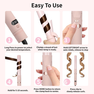 Nhà Máy Tùy Chỉnh Xách Tay Tóc Dụng Cụ Cong Sóng Xoay Curling Sắt Tự Động Quay Tóc Curler Cây Đũa Phép Tự Động Xoay Curling Sắt - Product Image 4