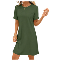 Robe T-shirt Courte Décontractée pour Femme, Col Rond Ample, Manches Courtes, Style Décontracté d'Été, Vente Directe Usine