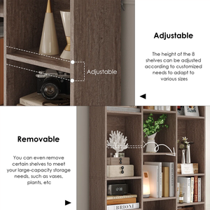 Bibliothèque en bois moderne <span class=keywords><strong>de</strong></span> 71,3''H, étagères <span class=keywords><strong>de</strong></span> <span class=keywords><strong>rangement</strong></span> multimédia pour la maison, le bureau et le salon - Product Image 5