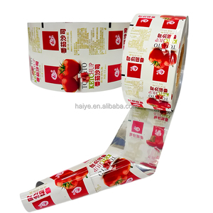 Film en rouleau pour sachets de pâte de tomate de qualité alimentaire BOPP/PET/Aluminium/CPP/PE, sac de laminage à chaud avec impression personnalisée, film d'emballage pour ketchup - Product Image 1