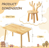 Table d'étude multifonctionnelle robuste en bois, ensemble table et chaises pour enfants, ensemble table et chaises en bois avec animaux
