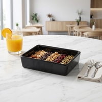 Glanzend zwarte rechthoekige keramische serveerschaal, vierkante diepe snackbord voor noten, snoep, hapjes, dessert, thuis, restaurant, OEM, ODM