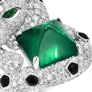 Mushan Sieraden Fabriek 925 Zilveren Ringen Hoge Carbon Diamant Smaragd Luipaard Vorm Trouwbanden Luxe Designer Sieraden Ring - Product Image 3