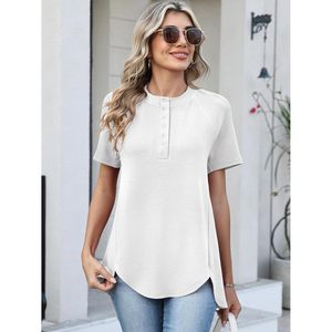 Blusa Informal Holgada de Manga Corta con Botones Delanteros y Tejido Waffle para Mujer, Transpirable, Primavera-Verano 2026, Marca FOXA - Product Image 2