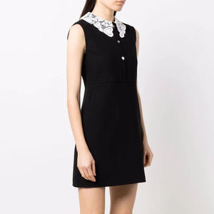 Mini robe moulante en dentelle, vêtement coréen pour femmes, sans manches, à col chemise et <span class=keywords><strong>ligne</strong></span> a, mode shopping, collection - Product Image 2