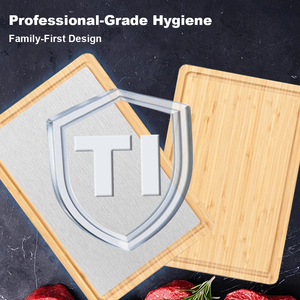 KITCHENCARE OEM Set di Taglieri in Titanio e Bambù con Supporto, Set di 3 Taglieri per Carne, Verdure e Frutta - Product Image 3