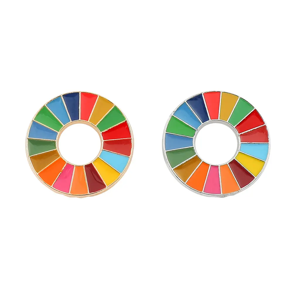 Arco-íris Disco Broche Edição Padrão Internacional 17 Cores Objetivo de Desenvolvimento Sustentável Esmalte Lapela Pin Badge