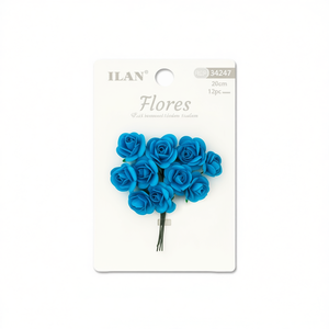 ILAN Flores 20cm 12pcs Rose bleue Fournitures de décoration de gâteaux - Product Image 1