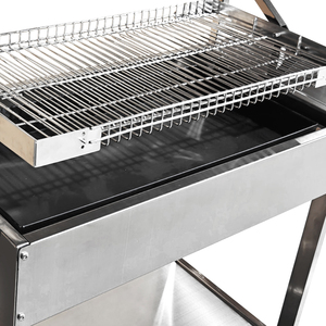 Cắm trại nướng di động ngoài trời BBQ nướng phổ có thể điều chỉnh gấp Giỏ thép không gỉ Net xoay than lật BBQ Gril - Product Image 6