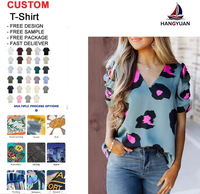 Blusa Elegante para Mujer con Cuello en V y Mangas Abullonadas, Estampado de Leopardo en Contraste, Satén Suave, Holgada, Transpirable, Combinable con Todo, Estilo Casual