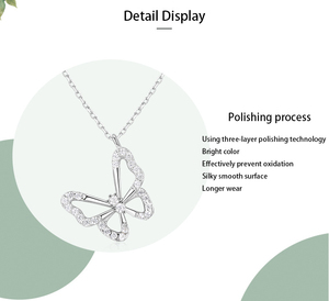Mode 925 <span class=keywords><strong>argent</strong></span> Sterling papillon pendentif <span class=keywords><strong>collier</strong></span> bijoux cadeau papillon Zircon <span class=keywords><strong>collier</strong></span> pour les femmes - Product Image 5