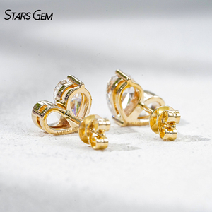 Lab Diamond <b>Earrings</b> 10K Gold Pear Cut 1.35CTW DEF Color VS Clarity Lab Grown Diamond Stone <b>Stud</b> <b>Earrings</b> - Product Image 2