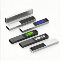 Clé USB longue en métal avec trou et lumière LED, logo personnalisé, cadeau promotionnel d'entreprise, clé USB lumineuse