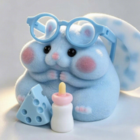 Nouveau Jouet Créatif 2026 en Forme de Hamster Bleu Moelleux Fait Main, Jouet de Décompression à Presser pour Réduire la Tension