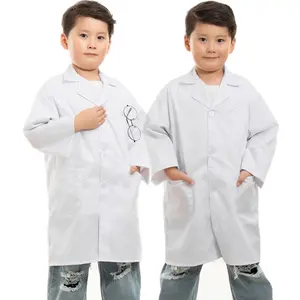 Oemロゴカスタム男の子女の子子供子供学生科学者コスチュームドレスアップロールプレイ長袖ジャケット白い白衣制服