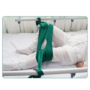 Sangles de contention pour jambes, vertes et bleues, conception droite pour patients alités avec barreaux de lit - Product Image 2
