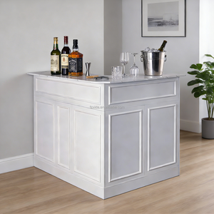 Wood L-Shaped Bar Table <strong>Corner</strong> Display <strong>Cabinet</strong> 4-Tier Liquor Wine Glass Storage Modern MDF Panel <strong>White</strong> Floor Mount Home - Product Image 6