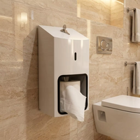 Distributeur de papier toilette double rouleau SUS304 commercial, à déroulement par gravité, verrouillable, pour hôtels et toilettes publiques