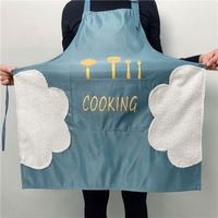 Delantal de algodón y poliéster reciclado con paño de limpieza de toallas de cocina Accesorio Delantal con bolsillo