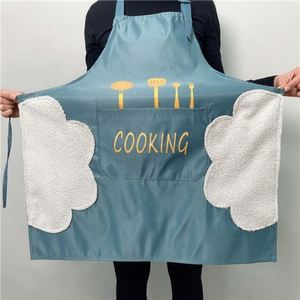 Tablier en coton polyester recyclé avec serviette de nettoyage Tablier accessoire de cuisine avec poche - Product Image 5