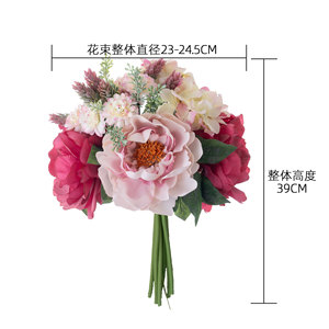 CallaFloral Ramo de Peonías Artificiales Rojo Rosa, Decoración para Bodas, Arreglo Floral Hecho a Mano con Tela de Mimbre - Product Image 4