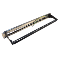 Panel Patch Kosong 24 Port 1U FTP Tanpa Modul untuk Jack Keystone CAT6/CAT6A/CAT7/CAT8