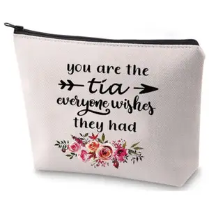 Custom Printed Pink Womens Elegant Clutch Blank Cosmetic Organizer Zipper Canvas Makeup Bag