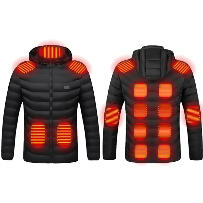 Stock Outdoor Soft 5V Usb Charging Waistcoat Warm Self Heating Clothes Heated Winter Jacket 15 Heating Zones Unisex Stand Adults