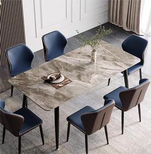 Conjunto de Mesa y Sillas de Comedor de Piedra Sinterizada Nórdica, Moderno, Simple, Rectangular, para Cafetería y Restaurante - Product Image 4