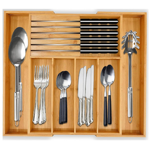 Homex |   Organizador de cajones de cocina de bambú natural de buena calidad, listo para enviar, organizador de utensilios y cubiertos para <span class=keywords><strong>cajón</strong></span> - Product Image 2