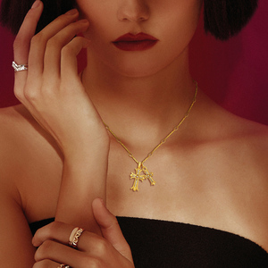 Collar con Colgante de Cruz Doble con Circonitas Cúbicas y Cadena de Eslabones Estilo Chrome Hearts, Joyería Cristiana de Moda para Unisex - Product Image 2