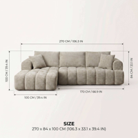 Canapé d'angle convertible de luxe en chenille, grand format, avec fonction lit, moderne et confortable, inclinable, en mousse à mémoire de forme, pour hôtel et villa, avec structure en bois