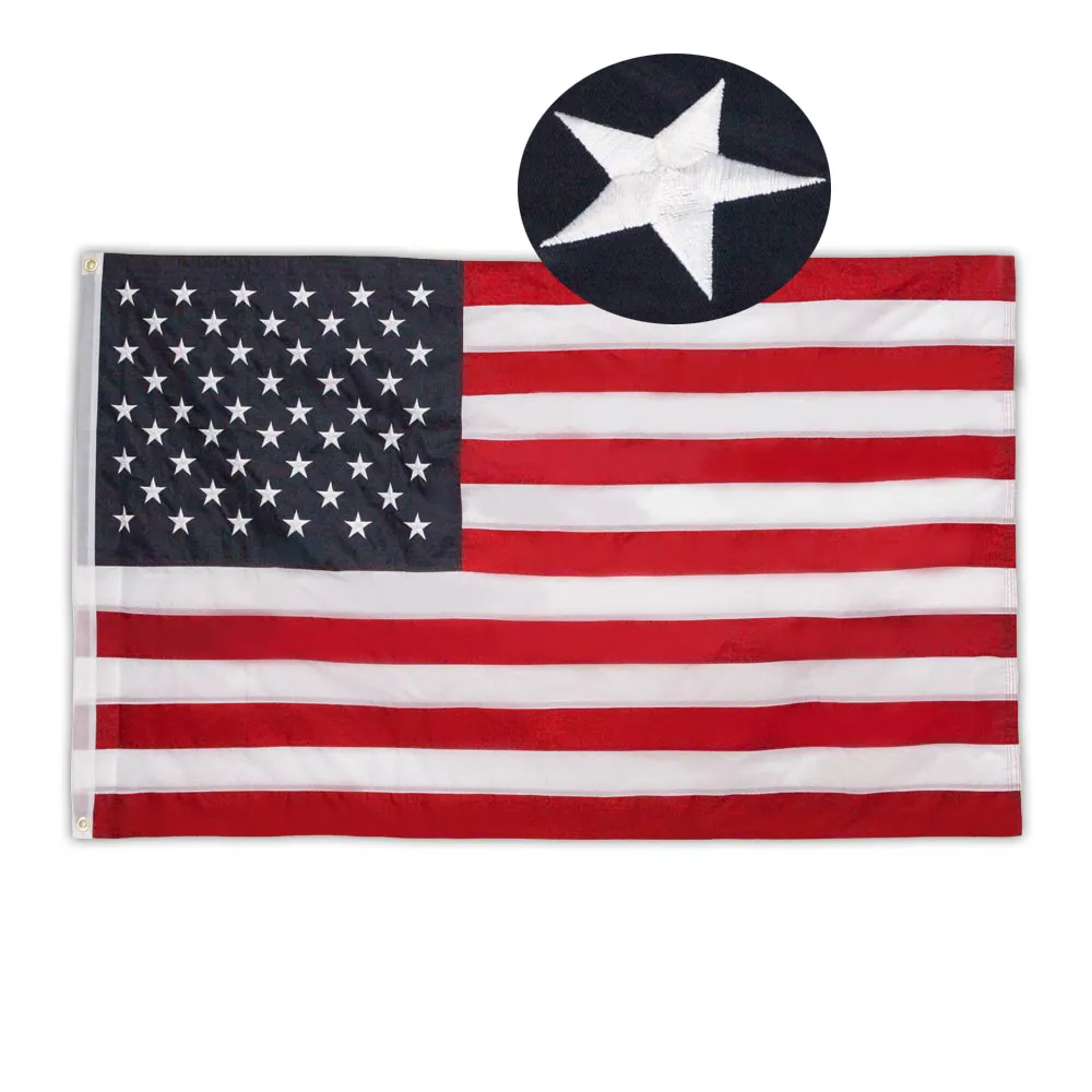 Fornitori di Consegna Veloce Piccolo MOQ Grande Swooper bandiera 100% Poliestere Personalizzato Cucito Ricamato Bandiera Americana