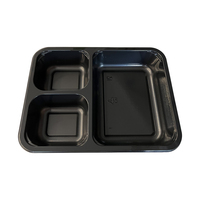 Bandejas de Plástico Negras HSQY para Congelador y Horno, 1 Compartimento, Aptas para Horno CPET, para Comidas Preparadas