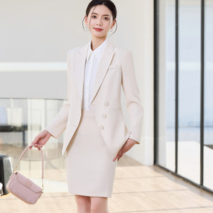 Women's Professional Suit Set Midi Skirt Full Sleeve Elegant Anti-Wrinkle Summer Work Uniform - Product Image 1