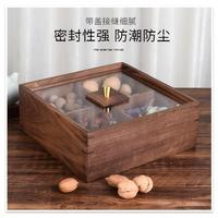 Houten fruitmand met deksel, Chinese minimalistische stijl, verdeeld dienblad voor woonkamer, huishoudelijk gebruik, vochtbestendige opbergdoos
