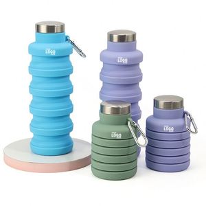 Nouveau design 2025 – Gobelets sportifs réutilisables en silicone et plastique avec logo personnalisé, cordelette, 500 ml, portables, pliables, en acier inoxydable pour boissons gazeuses - Product Image 1