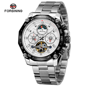 De Lujo resistente al agua, de acero inoxidable OEM hombre mecánico automático reloj de pulsera de los hombres de fase de la <span class=keywords><strong>luna</strong></span> reloj Tourbillon - Product Image 4