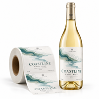 Étiquettes autocollantes de luxe en rouleau pour bouteilles de vin, personnalisées, avec impression à chaud et feuille d'argent, pour emballage de vin en gros