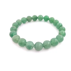 Pulseira de cristal de aventurina verde, polida elástica pulseira para homens e mulheres