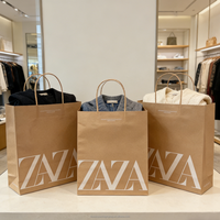 Sacs à emporter en papier kraft blanc et brun avec poignée, personnalisables avec logo, pour cadeaux, artisanat, café, nourriture à emporter