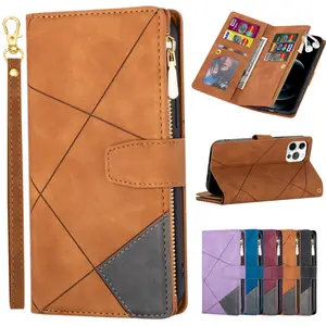Back Cover For Iphone 15 Pro With Hanging Rope 15 Ultra Luxury Wallet Case Card Magnetic Holder TPU Leather Phone Case