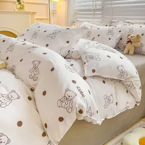 Solides Farben flaches Bettlaken-Set König/Königin doppelte Größe niedliches Muster Bettwäsche-Set für Zuhause